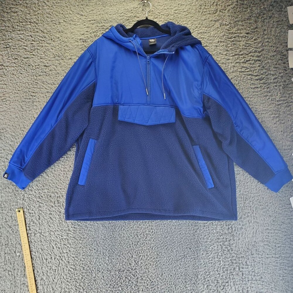 Bonobos Jacket Mens 3XL Blue Fielder Hooded Fleece Quarter-Zip Pullover